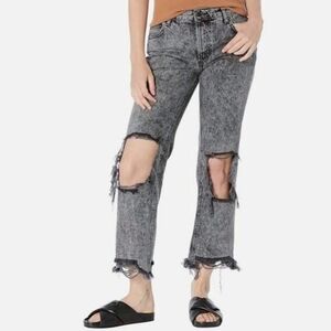 Free People We The Free Maggie Straight Leg Crop Distressed Jeans Wmn Size 30 10